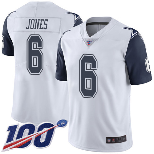 Men Dallas Cowboys Limited White Chris Jones #6 100th Season Rush Vapor Untouchable NFL Jersey